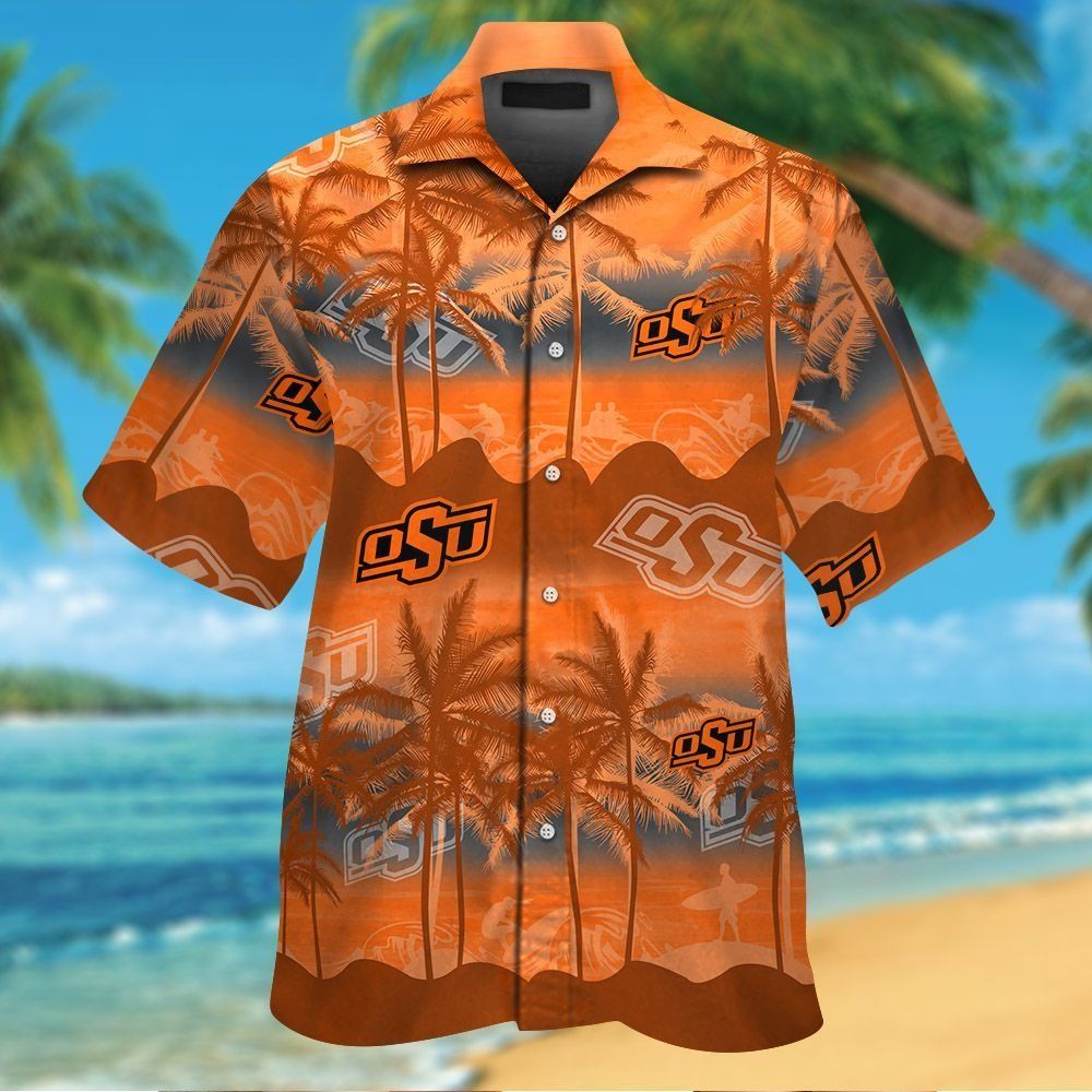 Oklahoma State Cowboys Short Sleeve Button Up Tropical Hawaiian Shirt VER031 Unisex T-shirt, Sweatshirt, Hoodie, Long Sleeve Tee - T-Shirt, Sweatshirt, Hoodie