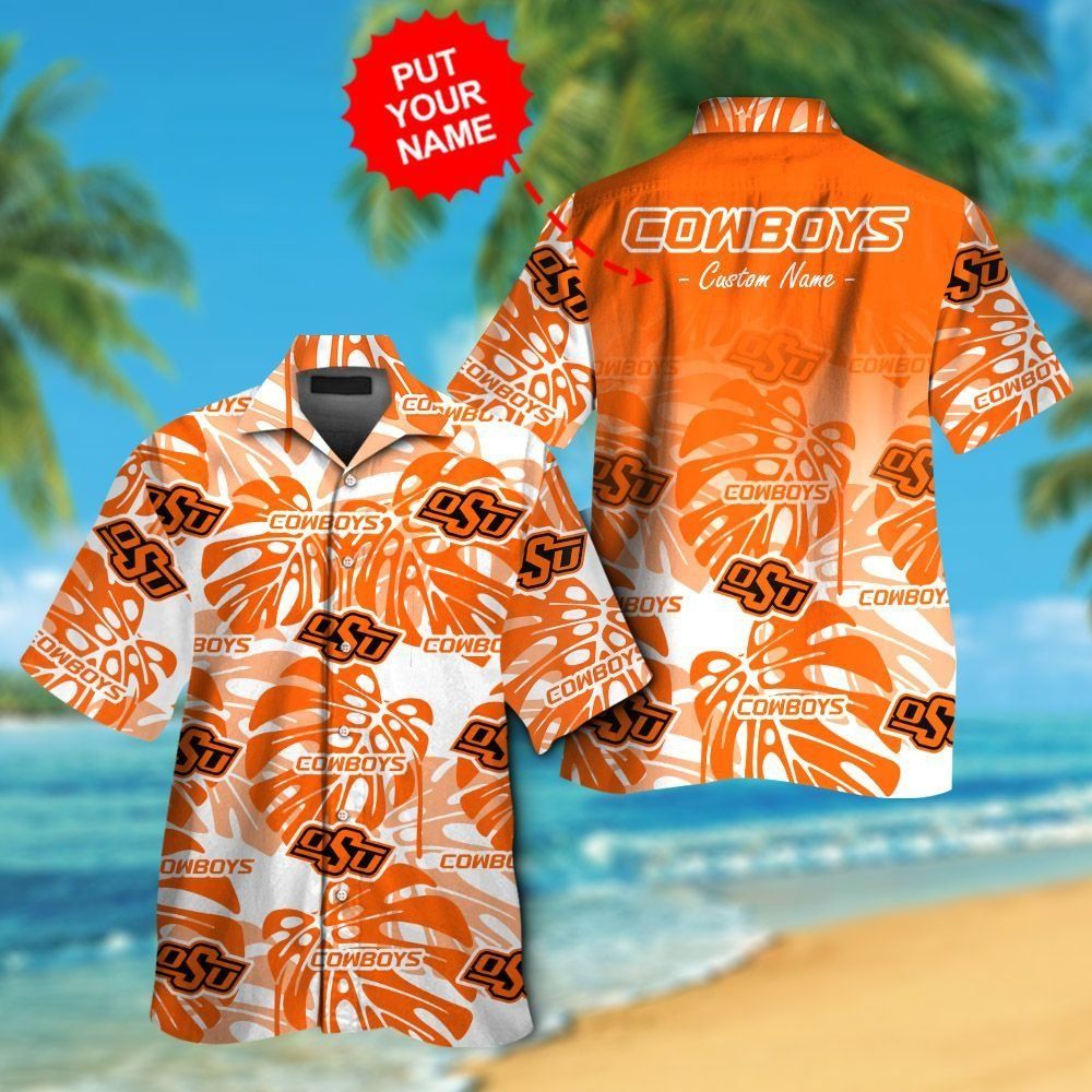 Oklahoma State Cowboys Short Sleeve Button Up Tropical Hawaiian Shirt VER032 Unisex T-shirt, Sweatshirt, Hoodie, Long Sleeve Tee - T-Shirt, Sweatshirt, Hoodie