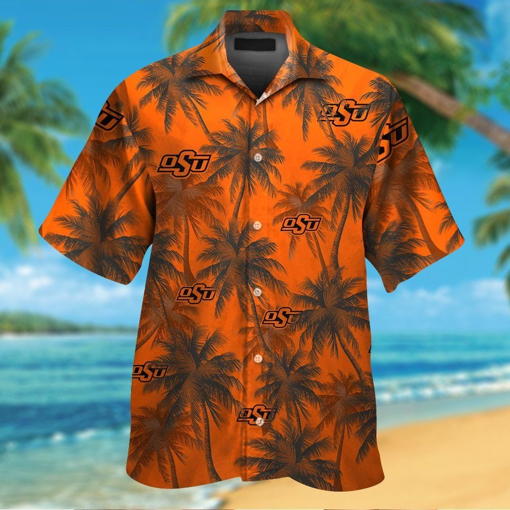 Oklahoma State Cowboys Short Sleeve Button Up Tropical Hawaiian Shirt VER033 Unisex T-shirt, Sweatshirt, Hoodie, Long Sleeve Tee - T-Shirt, Sweatshirt, Hoodie
