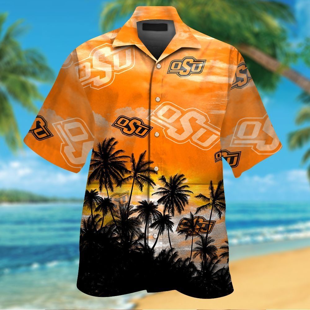 Oklahoma State Cowboys Short Sleeve Button Up Tropical Hawaiian Shirt VER04 Unisex T-shirt, Sweatshirt, Hoodie, Long Sleeve Tee - T-Shirt, Sweatshirt, Hoodie
