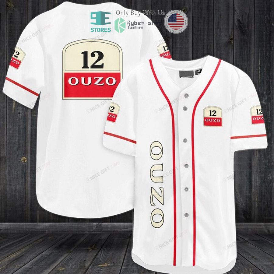 BEST Ouzo logo white Baseball Jersey Unisex T-shirt, Sweatshirt, Hoodie, Long Sleeve Tee - T-Shirt, Sweatshirt, Hoodie