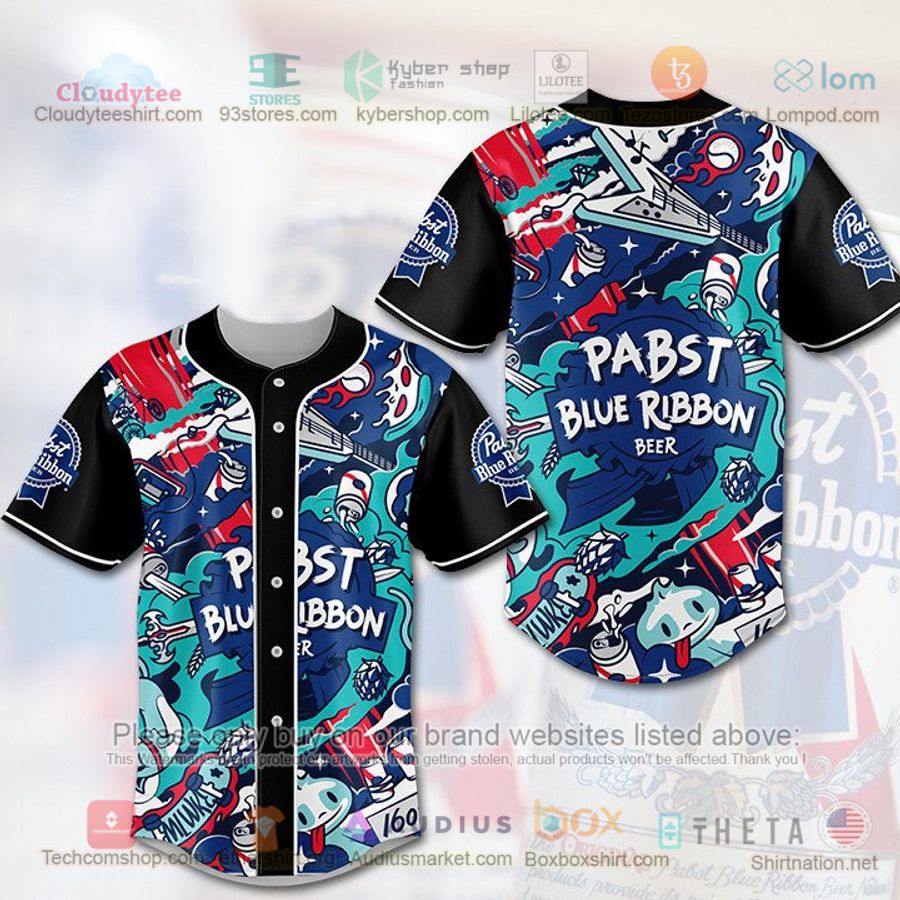 HOT Pabst Blue Ribbon Beer graphic Baseball Jersey Shirt Unisex T-shirt, Sweatshirt, Hoodie, Long Sleeve Tee - T-Shirt, Sweatshirt, Hoodie