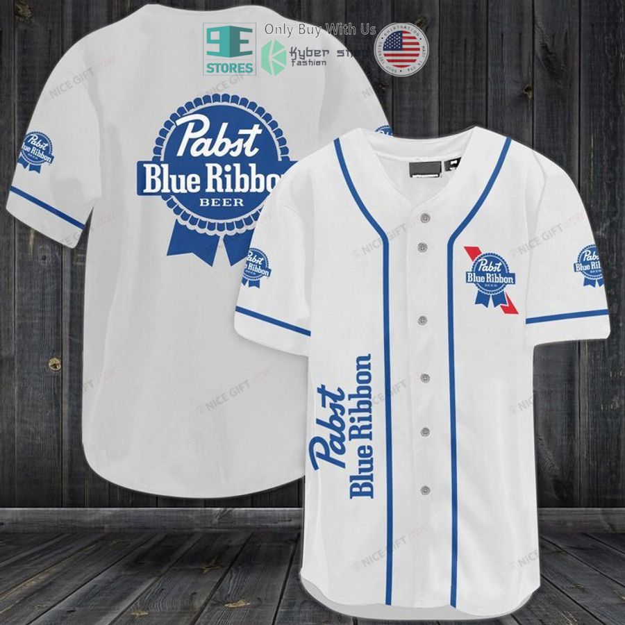 BEST Pabst Blue Ribbon Beer White Baseball Jersey Unisex T-shirt, Sweatshirt, Hoodie, Long Sleeve Tee - T-Shirt, Sweatshirt, Hoodie