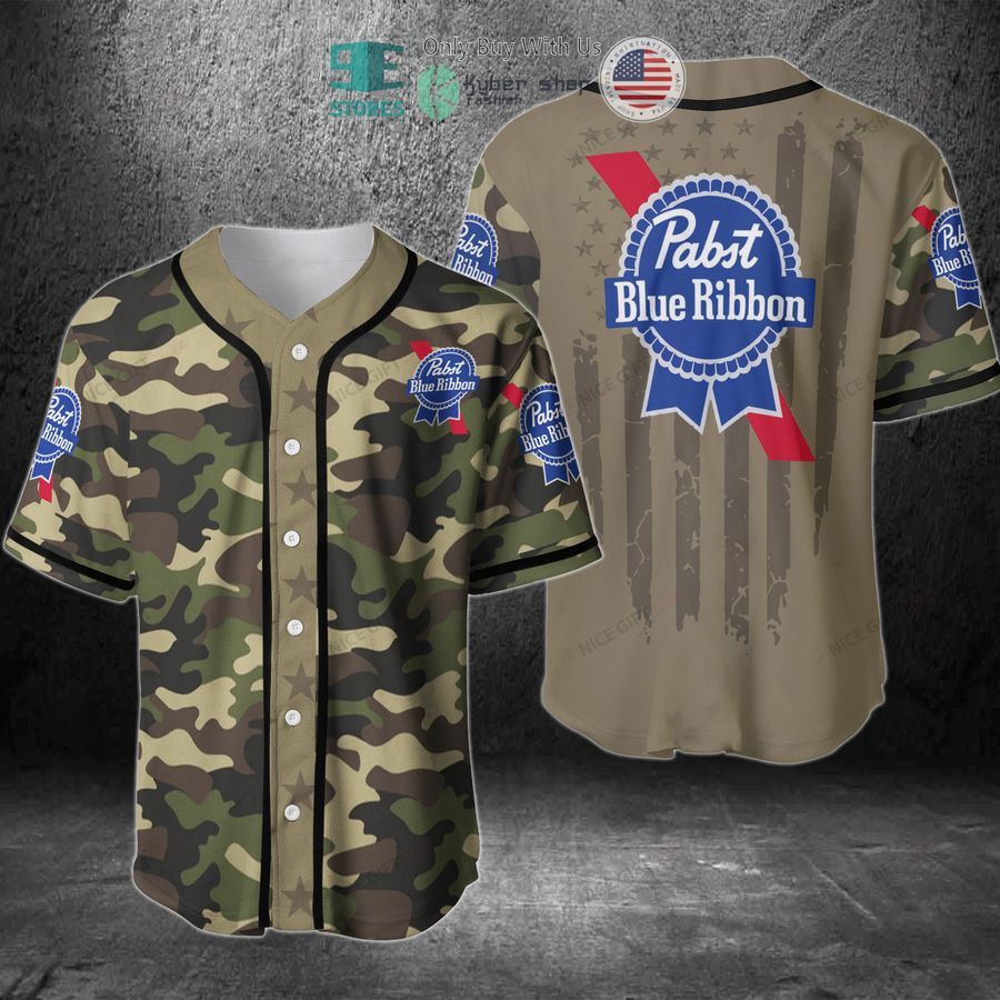 BEST Pabst Blue Ribbon United States Flag green camo Baseball Jersey Unisex T-shirt, Sweatshirt, Hoodie, Long Sleeve Tee - T-Shirt, Sweatshirt, Hoodie