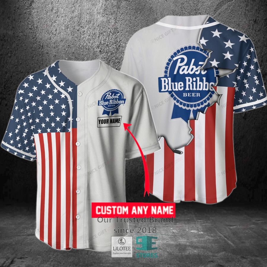 Pabst Blue Ribbon Your Name Baseball Jersey Unisex T-shirt, Sweatshirt, Hoodie, Long Sleeve Tee - T-Shirt, Sweatshirt, Hoodie