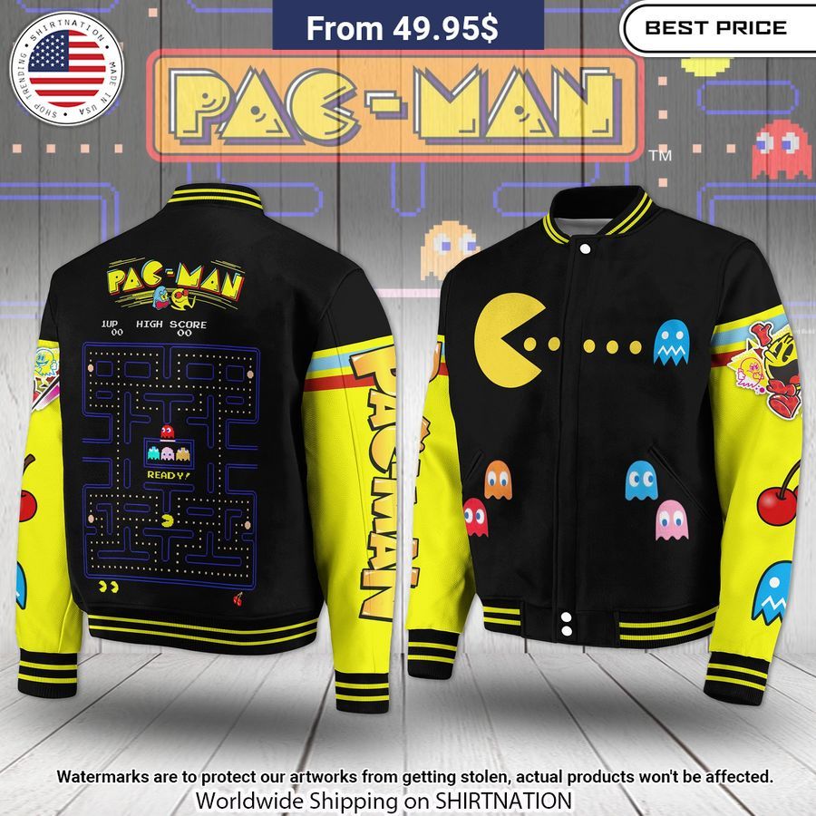 Pac-Man Ready Baseball Jacket Unisex T-shirt, Sweatshirt, Hoodie, Long Sleeve Tee - T-Shirt, Sweatshirt, Hoodie