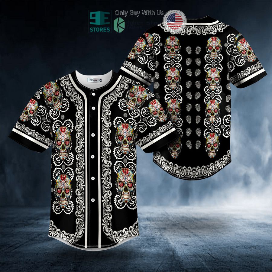 BEST Paisley Pattern Of Colored Sugar Skull Baseball Shirt Unisex T-shirt, Sweatshirt, Hoodie, Long Sleeve Tee - T-Shirt, Sweatshirt, Hoodie