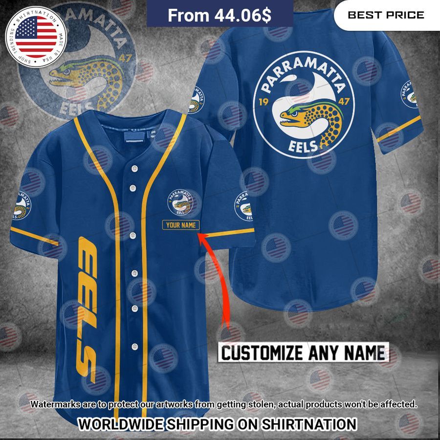 Parramatta Eels Custom Name Baseball Jersey Unisex T-shirt, Sweatshirt, Hoodie, Long Sleeve Tee - T-Shirt, Sweatshirt, Hoodie