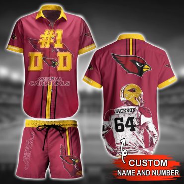 Perrsonalized Arizona Cardinals #1 Defense Bold Stripe Hawaiian Shirt Unisex T-shirt, Sweatshirt, Hoodie, Long Sleeve Tee - T-Shirt, Sweatshirt, Hoodie
