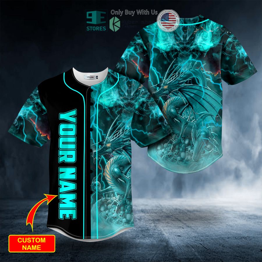 BEST Personalized Animated Lightning Dragon Skull Custom Baseball Jersey Unisex T-shirt, Sweatshirt, Hoodie, Long Sleeve Tee - T-Shirt, Sweatshirt, Hoodie