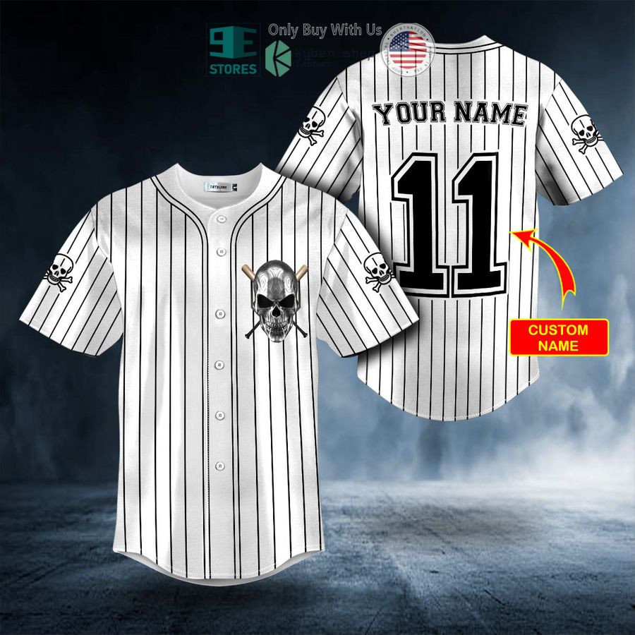 BEST Personalized Black Stripes No 11 Metal Skull Custom Baseball Shirt Unisex T-shirt, Sweatshirt, Hoodie, Long Sleeve Tee - T-Shirt, Sweatshirt, Hoodie