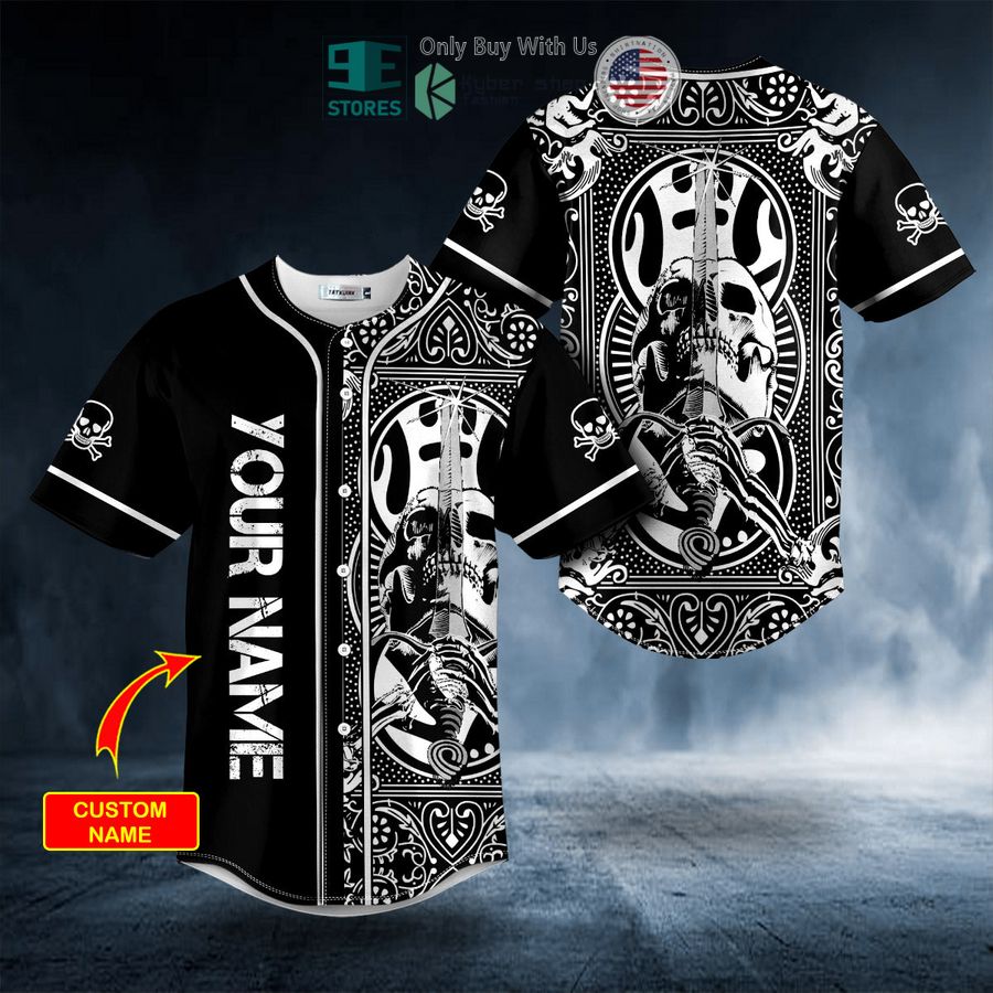 BEST Personalized Black White Ray Bones Sword Skull Custom Baseball Shirt Unisex T-shirt, Sweatshirt, Hoodie, Long Sleeve Tee - T-Shirt, Sweatshirt, Hoodie