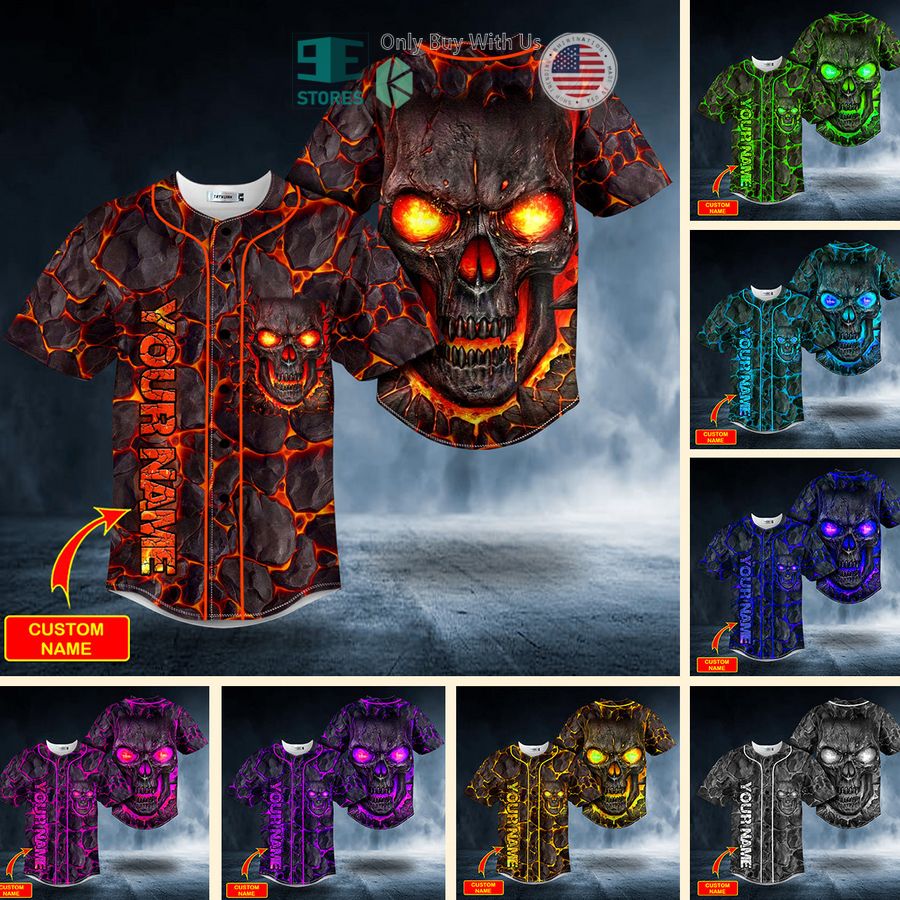 BEST Personalized Blast Fire Skull Custom Baseball Shirt Unisex T-shirt, Sweatshirt, Hoodie, Long Sleeve Tee - T-Shirt, Sweatshirt, Hoodie
