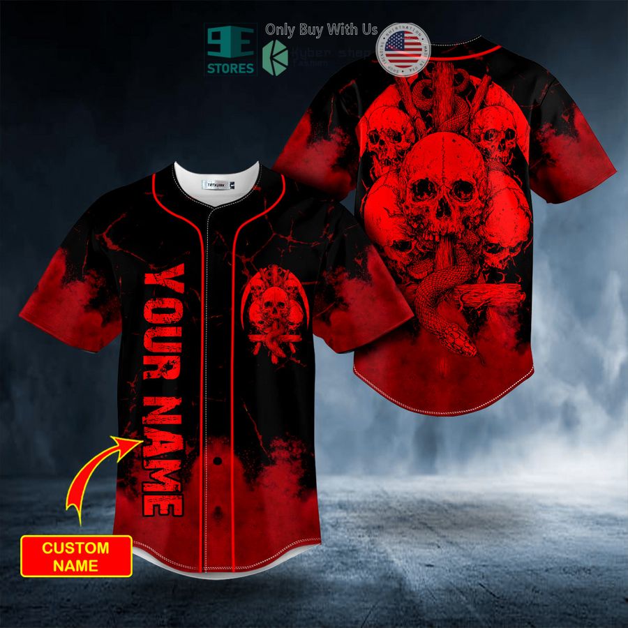 BEST Personalized Bloody Snake Sword Broken Skull Custom Baseball Jersey Unisex T-shirt, Sweatshirt, Hoodie, Long Sleeve Tee - T-Shirt, Sweatshirt, Hoodie