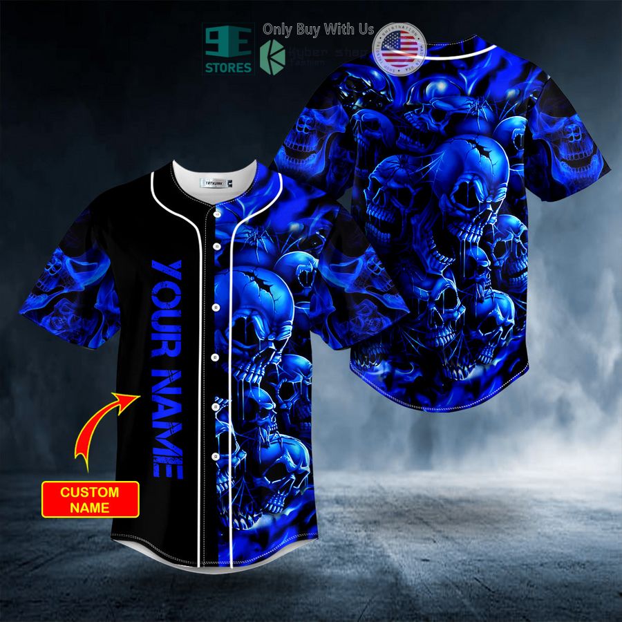 BEST Personalized Blue Cracked Skull Custom Baseball Shirt Unisex T-shirt, Sweatshirt, Hoodie, Long Sleeve Tee - T-Shirt, Sweatshirt, Hoodie