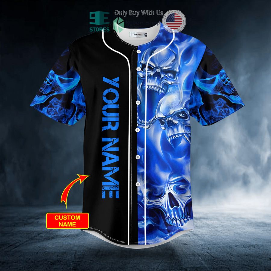 BEST Personalized Blue Soul Eater Ghost Skull Custom Baseball Shirt Unisex T-shirt, Sweatshirt, Hoodie, Long Sleeve Tee - T-Shirt, Sweatshirt, Hoodie