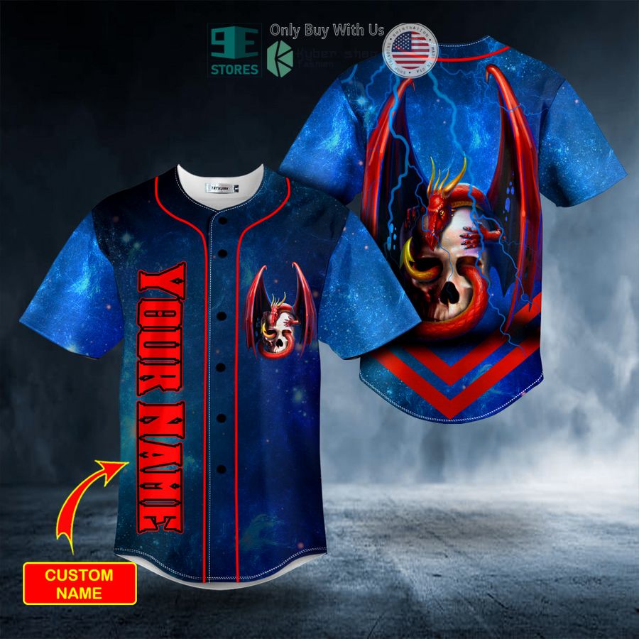 BEST Personalized Blue Tentacle Dragon Skull Custom Baseball Jersey Unisex T-shirt, Sweatshirt, Hoodie, Long Sleeve Tee - T-Shirt, Sweatshirt, Hoodie