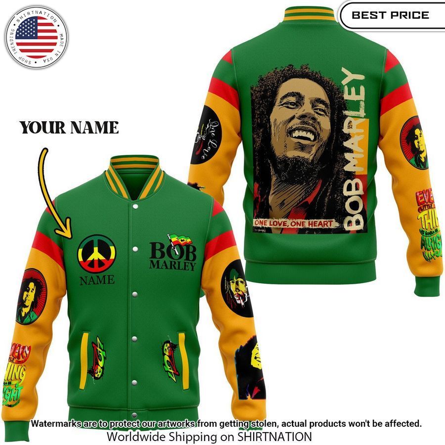 Personalized Bob Marley Baseball Jacket Unisex T-shirt, Sweatshirt, Hoodie, Long Sleeve Tee - T-Shirt, Sweatshirt, Hoodie