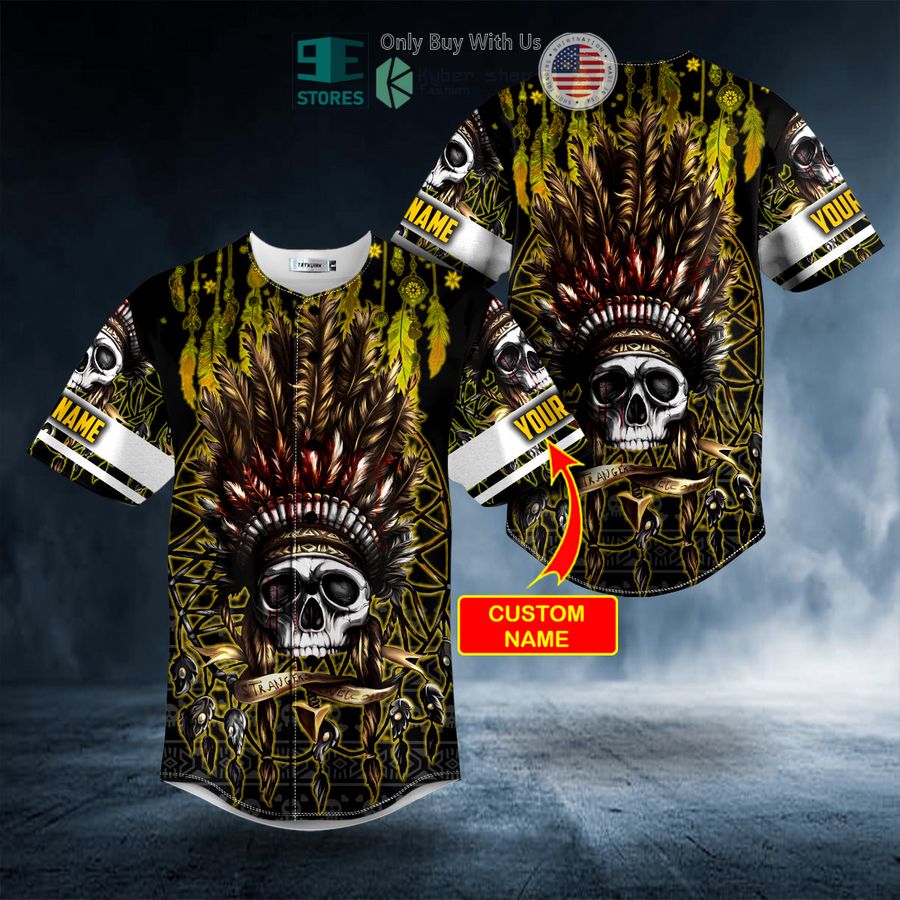 BEST Personalized Brocade Pattern Dreamcatcher Native Skull Custom Baseball Jersey Unisex T-shirt, Sweatshirt, Hoodie, Long Sleeve Tee - T-Shirt, Sweatshirt, Hoodie