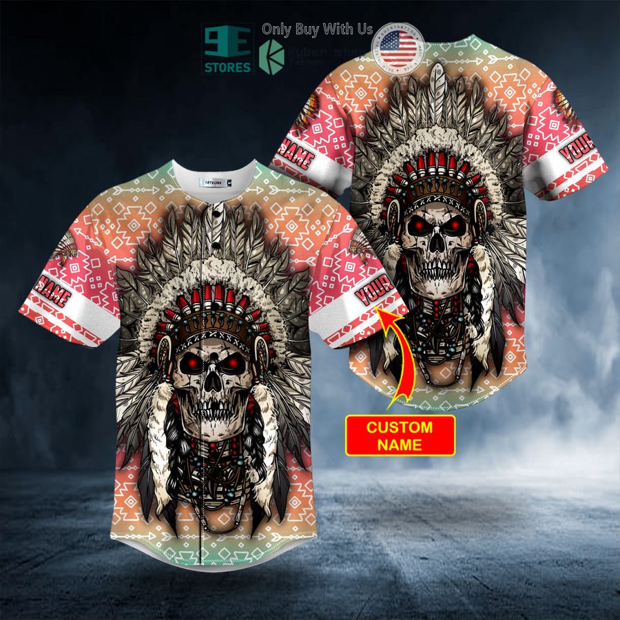 BEST Personalized Brocade Pattern Native Skull pink Custom Baseball Jersey Unisex T-shirt, Sweatshirt, Hoodie, Long Sleeve Tee - T-Shirt, Sweatshirt, Hoodie