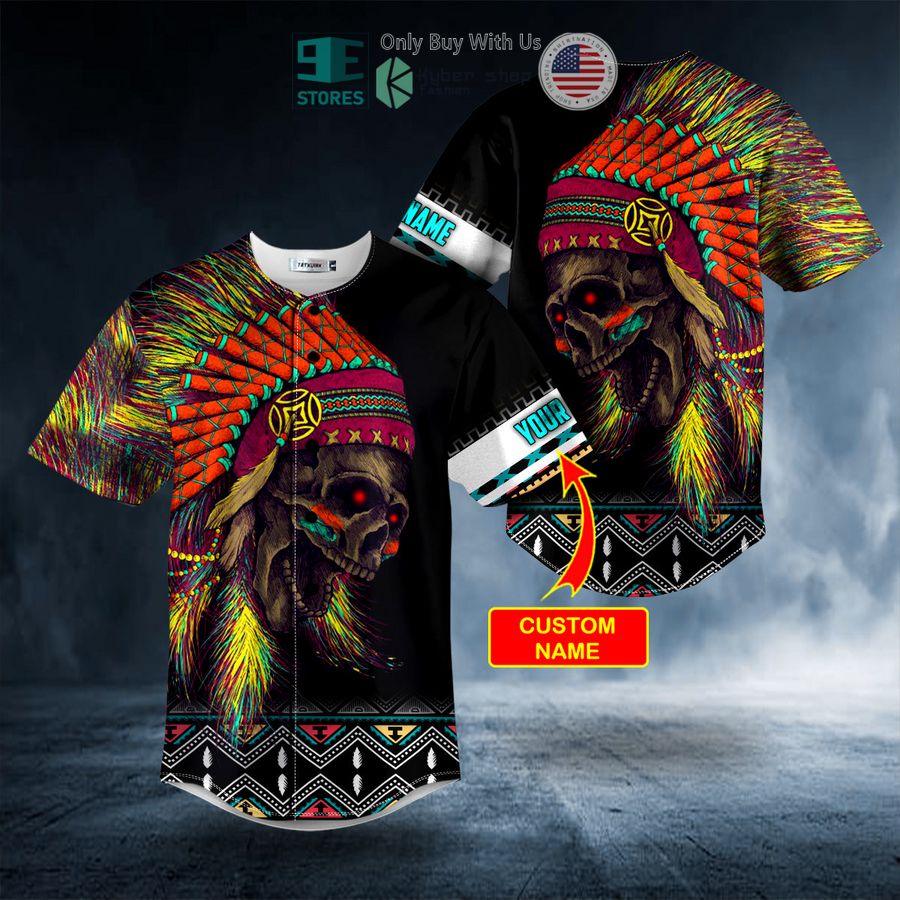 BEST Personalized Brocade Pattern Native Skull colorful Custom Baseball Jersey Unisex T-shirt, Sweatshirt, Hoodie, Long Sleeve Tee - T-Shirt, Sweatshirt, Hoodie
