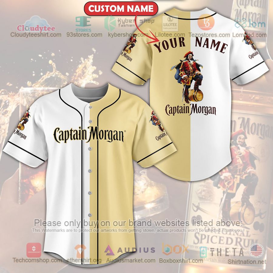 HOT Captain Morgan Custom Name Baseball Jersey Shirt Unisex T-shirt, Sweatshirt, Hoodie, Long Sleeve Tee - T-Shirt, Sweatshirt, Hoodie