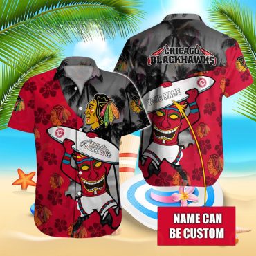 Personalized Chicago Blackhawks Surfing Spirit Hawaiian Shirt Unisex T-shirt, Sweatshirt, Hoodie, Long Sleeve Tee - T-Shirt, Sweatshirt, Hoodie
