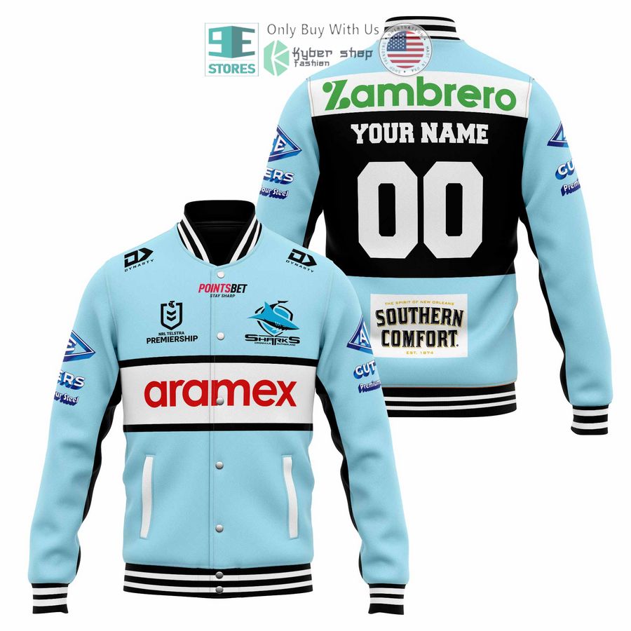 BEST Personalized Cronulla Sutherland Sharks aramex Baseball Jacket Unisex T-shirt, Sweatshirt, Hoodie, Long Sleeve Tee - T-Shirt, Sweatshirt, Hoodie