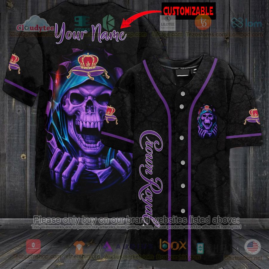 HOT Crown Royal Grim Reaper purple Custom Name Baseball Jersey Shirt Unisex T-shirt, Sweatshirt, Hoodie, Long Sleeve Tee - T-Shirt, Sweatshirt, Hoodie