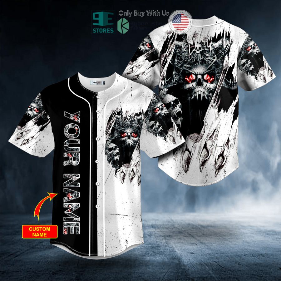 BEST Personalized Dark Hell Skull Scratch Custom Baseball Shirt Unisex T-shirt, Sweatshirt, Hoodie, Long Sleeve Tee - T-Shirt, Sweatshirt, Hoodie