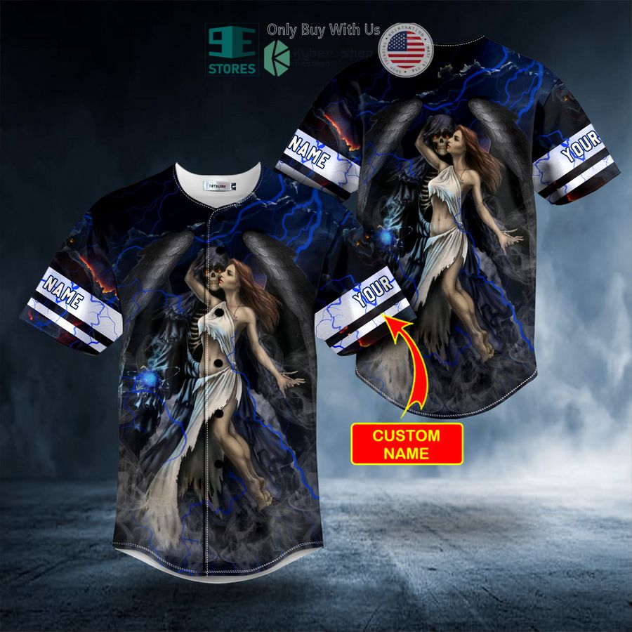 BEST Personalized Death And The Maiden Fantasy Skull Custom Baseball Jersey Unisex T-shirt, Sweatshirt, Hoodie, Long Sleeve Tee - T-Shirt, Sweatshirt, Hoodie