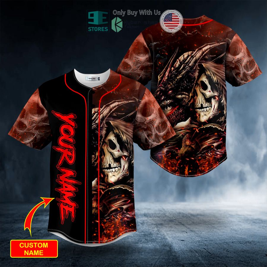 BEST Personalized Dragon Grim Reaper Skull Custom Baseball Jersey Unisex T-shirt, Sweatshirt, Hoodie, Long Sleeve Tee - T-Shirt, Sweatshirt, Hoodie