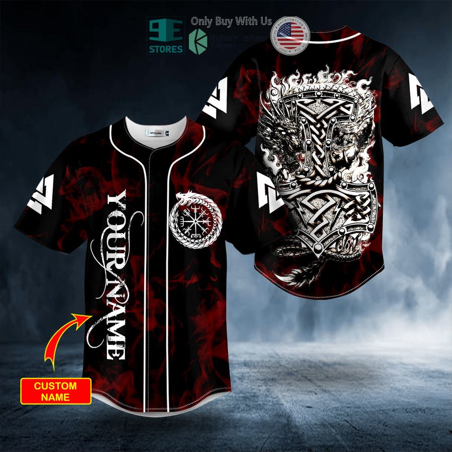 BEST Personalized Dragon Sword Thor Hammer Viking Custom Baseball Jersey Unisex T-shirt, Sweatshirt, Hoodie, Long Sleeve Tee - T-Shirt, Sweatshirt, Hoodie
