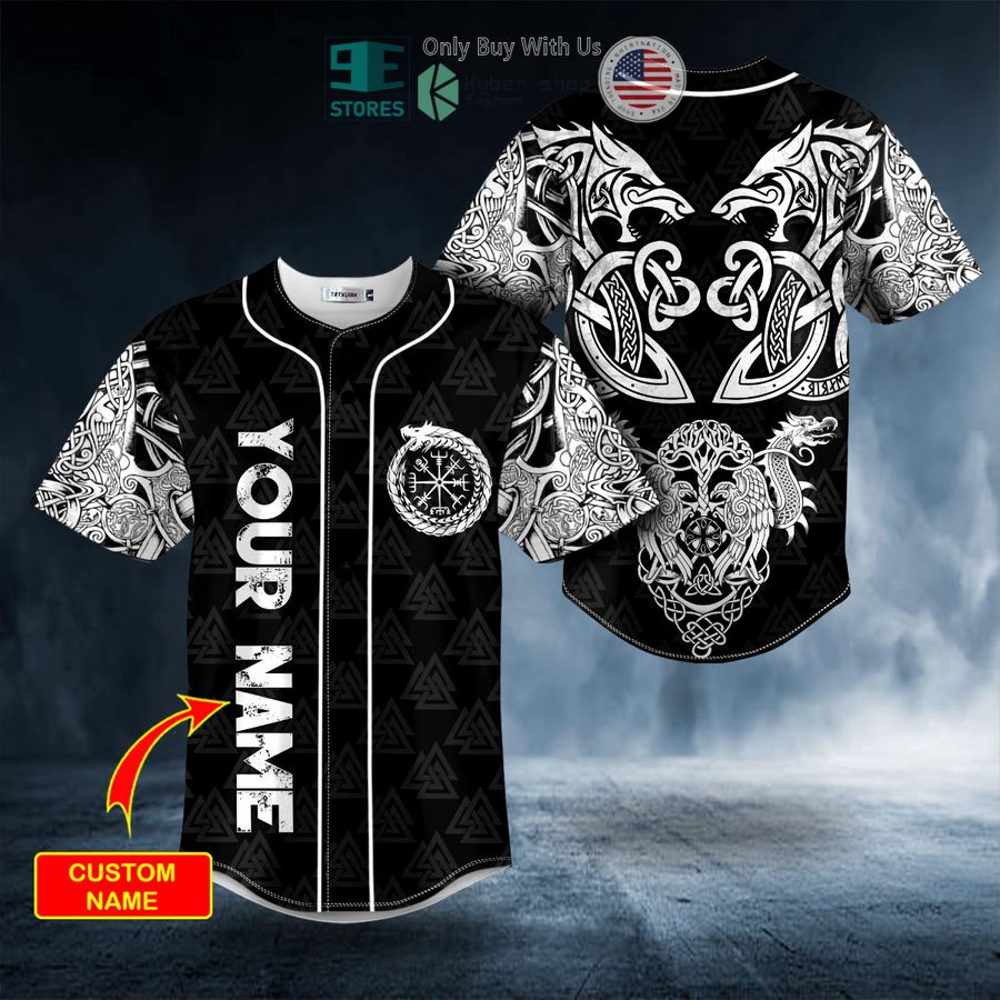 BEST Personalized Dragons Tree Viking White Tattoo Custom Baseball Jersey Unisex T-shirt, Sweatshirt, Hoodie, Long Sleeve Tee - T-Shirt, Sweatshirt, Hoodie