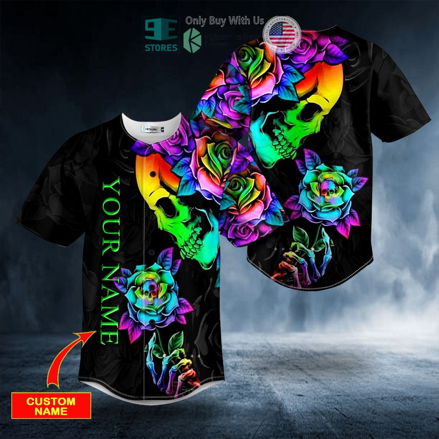 BEST Personalized Fantasy Roses Skull Custom Baseball Shirt Unisex T-shirt, Sweatshirt, Hoodie, Long Sleeve Tee - T-Shirt, Sweatshirt, Hoodie