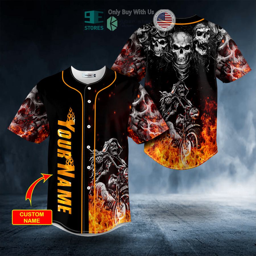 BEST Personalized Fire Ghost Rider Biker Skull Custom Baseball Shirt Unisex T-shirt, Sweatshirt, Hoodie, Long Sleeve Tee - T-Shirt, Sweatshirt, Hoodie