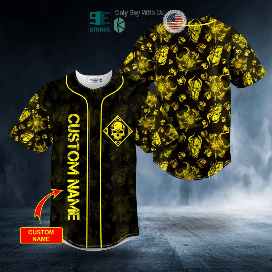 BEST Personalized Gold Samurai Skull Custom Baseball Jersey Unisex T-shirt, Sweatshirt, Hoodie, Long Sleeve Tee - T-Shirt, Sweatshirt, Hoodie