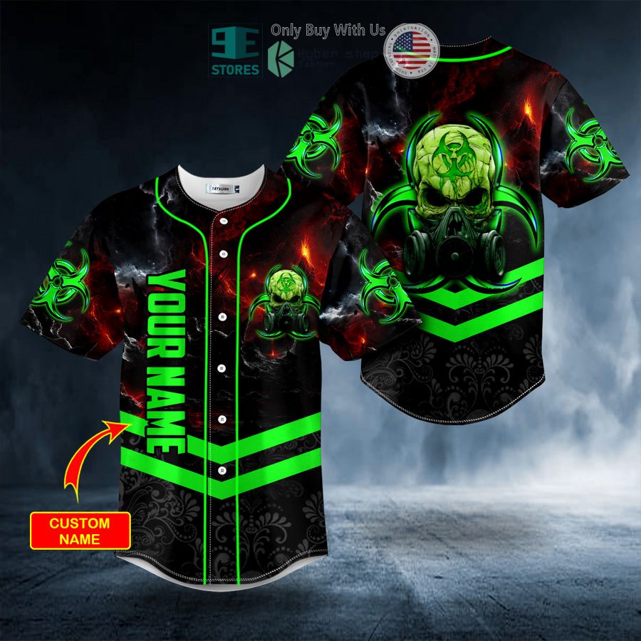 BEST Personalized Green Biohazard Skull Custom Baseball Shirt Unisex T-shirt, Sweatshirt, Hoodie, Long Sleeve Tee - T-Shirt, Sweatshirt, Hoodie
