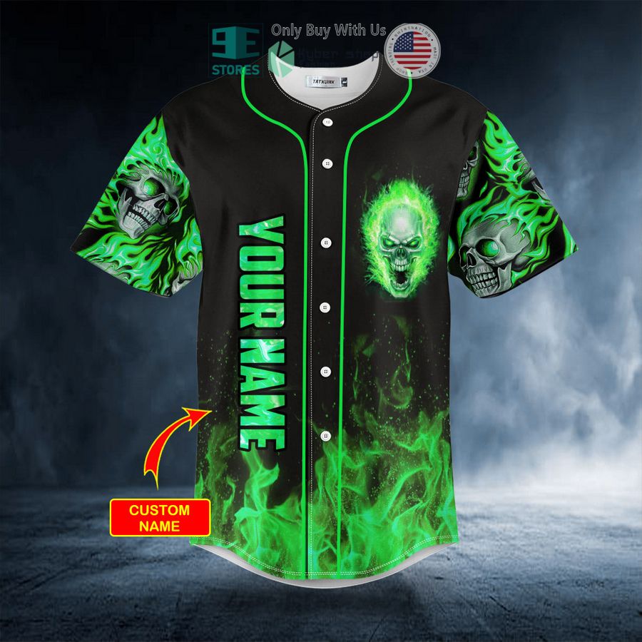 BEST Personalized Green Ghost Skull Custom Baseball Shirt Unisex T-shirt, Sweatshirt, Hoodie, Long Sleeve Tee - T-Shirt, Sweatshirt, Hoodie