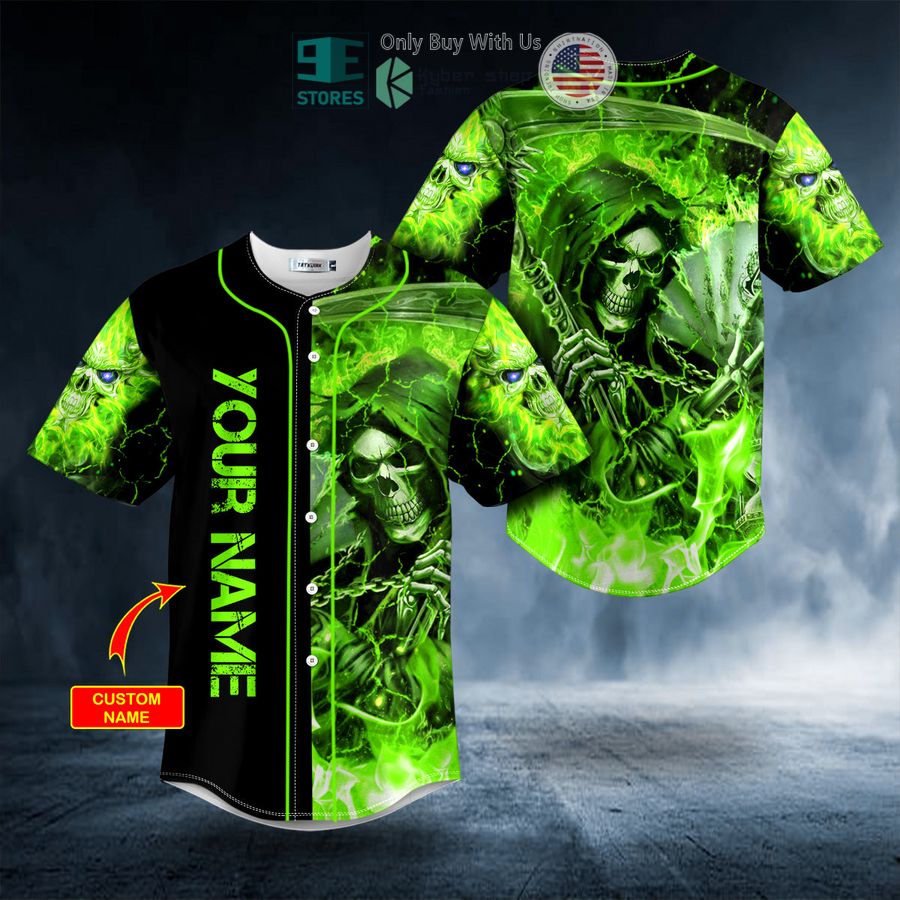BEST Personalized Green Lightning Grim Reaper Custom Baseball Shirt Unisex T-shirt, Sweatshirt, Hoodie, Long Sleeve Tee - T-Shirt, Sweatshirt, Hoodie