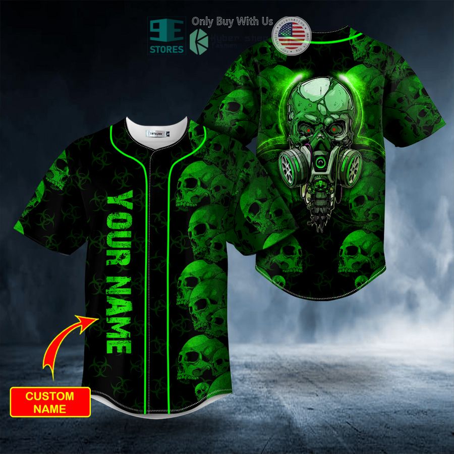 BEST Personalized Green Zone Biohazard Skull Custom Baseball Jersey Unisex T-shirt, Sweatshirt, Hoodie, Long Sleeve Tee - T-Shirt, Sweatshirt, Hoodie