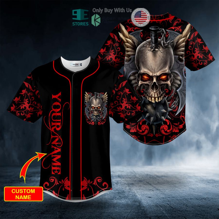 BEST Personalized Mace Viking Swords Winged Skull Custom Baseball Jersey Unisex T-shirt, Sweatshirt, Hoodie, Long Sleeve Tee - T-Shirt, Sweatshirt, Hoodie