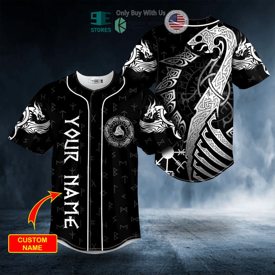 BEST Personalized Norse Dragon Viking White Tattoo Custom Baseball Jersey Unisex T-shirt, Sweatshirt, Hoodie, Long Sleeve Tee - T-Shirt, Sweatshirt, Hoodie