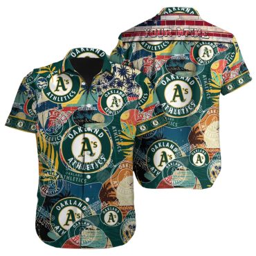 Personalized Oakland Athletics Retro Collage Hawaiian Shirt Unisex T-shirt, Sweatshirt, Hoodie, Long Sleeve Tee - T-Shirt, Sweatshirt, Hoodie