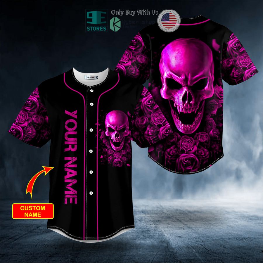 BEST Personalized Purple Roses Sugar Skull Custom Baseball Shirt Unisex T-shirt, Sweatshirt, Hoodie, Long Sleeve Tee - T-Shirt, Sweatshirt, Hoodie