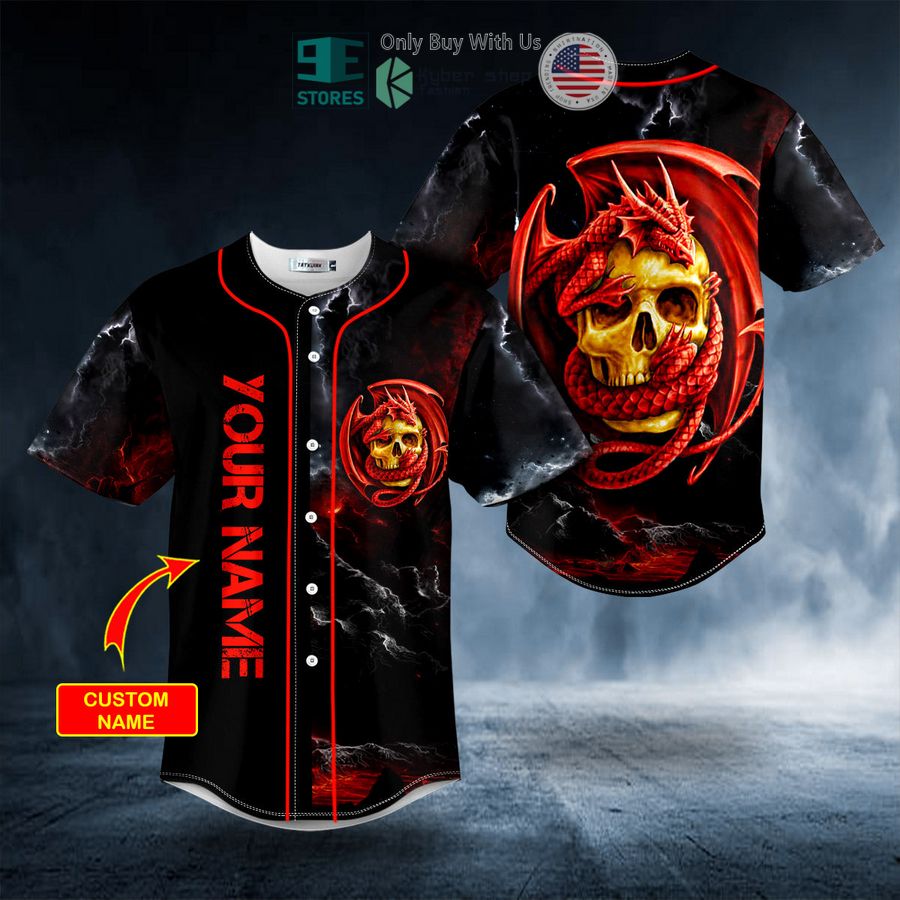 BEST Personalized Red Celtic Dragon Skull Custom Baseball Shirt Unisex T-shirt, Sweatshirt, Hoodie, Long Sleeve Tee - T-Shirt, Sweatshirt, Hoodie