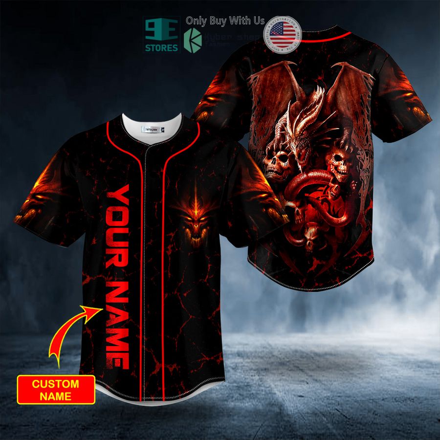 BEST Personalized Red Dragon Trap The Hunt Skull Custom Baseball Jersey Unisex T-shirt, Sweatshirt, Hoodie, Long Sleeve Tee - T-Shirt, Sweatshirt, Hoodie