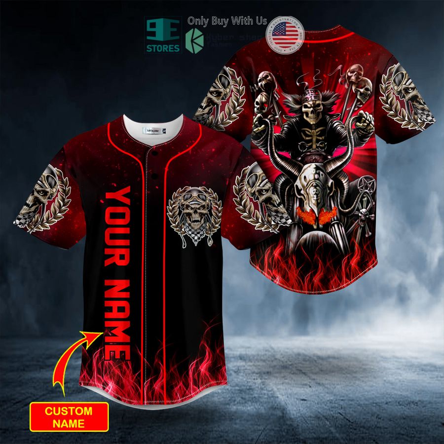 BEST Personalized Red The Hunt Ghost Racer Skull Custom Baseball Jersey Unisex T-shirt, Sweatshirt, Hoodie, Long Sleeve Tee - T-Shirt, Sweatshirt, Hoodie