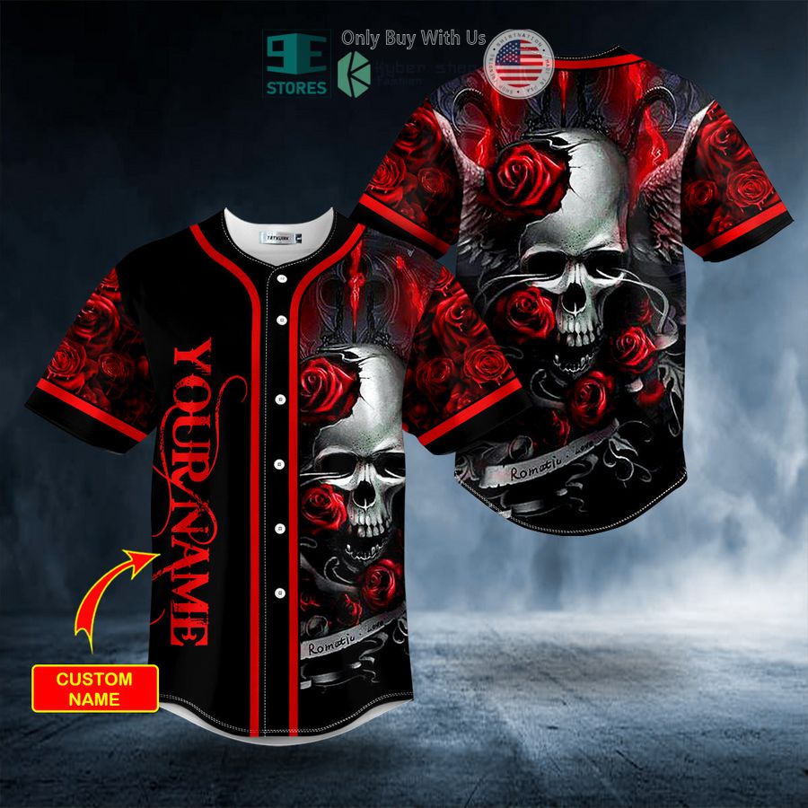 BEST Personalized Romantic Love Roses Sugar Skull Custom Baseball Shirt Unisex T-shirt, Sweatshirt, Hoodie, Long Sleeve Tee - T-Shirt, Sweatshirt, Hoodie