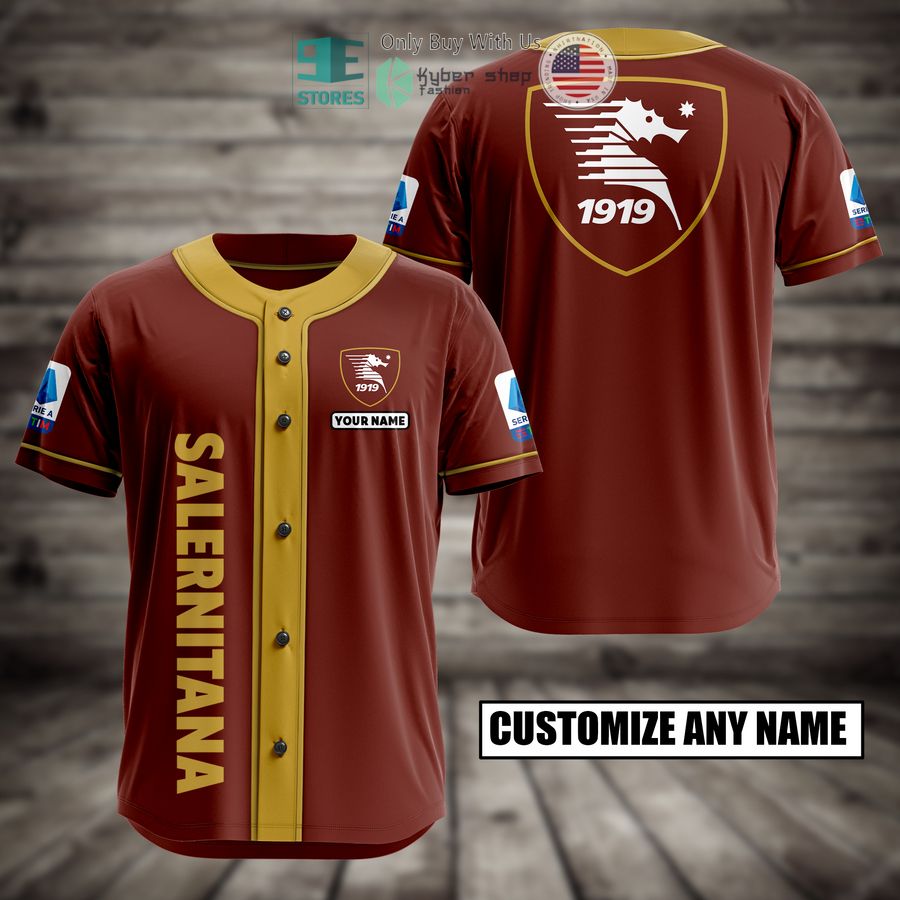 BEST Salernitana Custom Name Baseball Jersey Unisex T-shirt, Sweatshirt, Hoodie, Long Sleeve Tee - T-Shirt, Sweatshirt, Hoodie